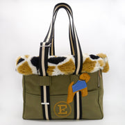 Green Bag And Fur Dog Carrier