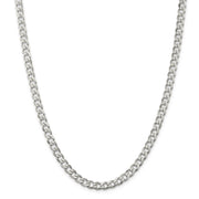 5.5mm Sterling Silver, Solid Curb Chain Necklace