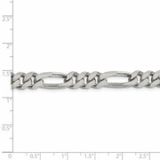 Men's 8mm Sterling Silver, Solid Figaro Chain Necklace