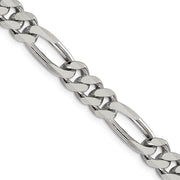 Men's 8mm Sterling Silver, Solid Figaro Chain Necklace