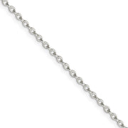 1.6mm Sterling Silver Solid Oval Rolo Chain Necklace