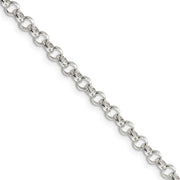 4mm Sterling Silver, Solid Rolo Chain Necklace
