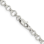 4mm Sterling Silver, Solid Rolo Chain Necklace