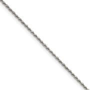 1.5mm Sterling Silver, Diamond Cut Solid Rope Chain Necklace