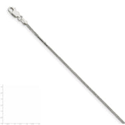 1mm Sterling Silver, Square Solid Snake Chain Necklace