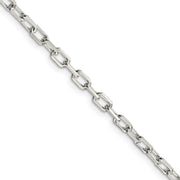3.5mm Sterling Silver D/C Solid Elongated Cable Chain Necklace