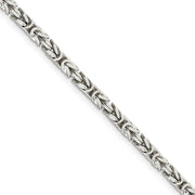3.25mm, Sterling Silver, Solid Byzantine Chain Necklace