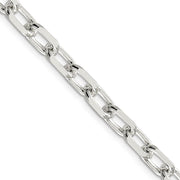 Men's 7.5mm Sterling Silver D/C Solid Elongated Cable Chain Necklace
