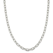 Men's 7.5mm Sterling Silver D/C Solid Elongated Cable Chain Necklace
