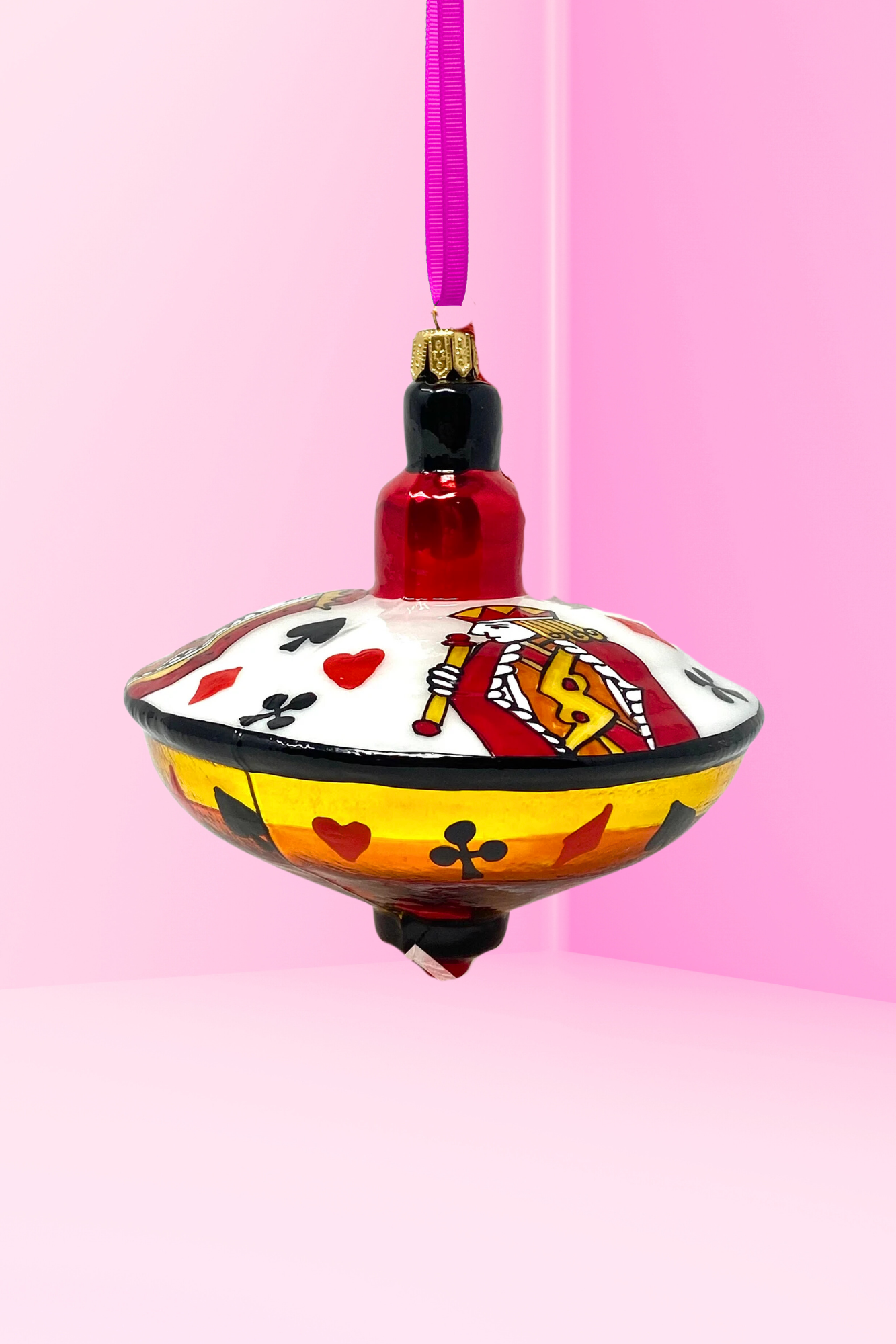 Playing Cards Spinning Top Glass Ornament - Southlake Paws