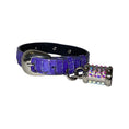Load image into Gallery viewer, XS/S 7-14  Iridescent Purple/Silver Custom Snake Collar/Custom Silver Oval Italian Hardware & Swarovski Crystal Charm
