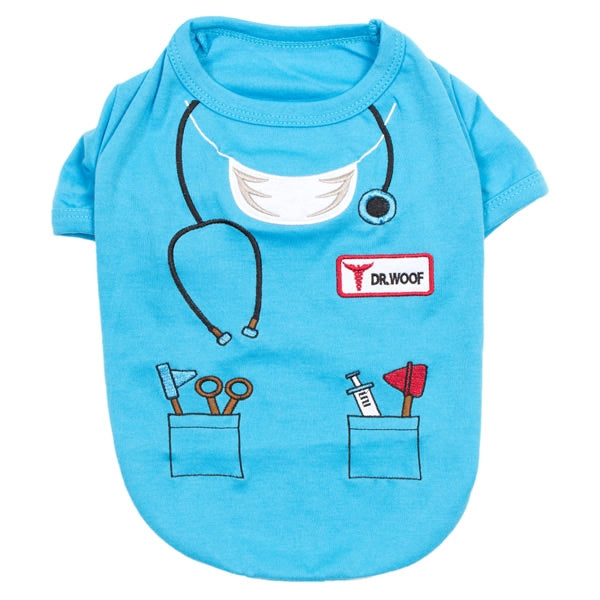 Parisian Pet 'Dr. Woof' Halloween Costume for Dogs & Cats – Fun Pet Costume, Dog Doctor Outfit for Halloween, Light Blue