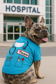 Parisian Pet 'Dr. Woof' Halloween Costume for Dogs & Cats – Fun Pet Costume, Dog Doctor Outfit for Halloween, Light Blue