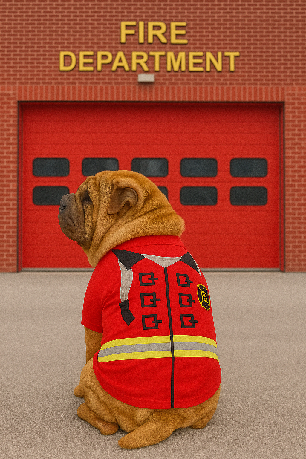 Parisian Pet 'Fire-Barker' Halloween Costume for Dogs & Cats – Firefighter Dog Costume, Pet Halloween Outfit, Red and Yellow