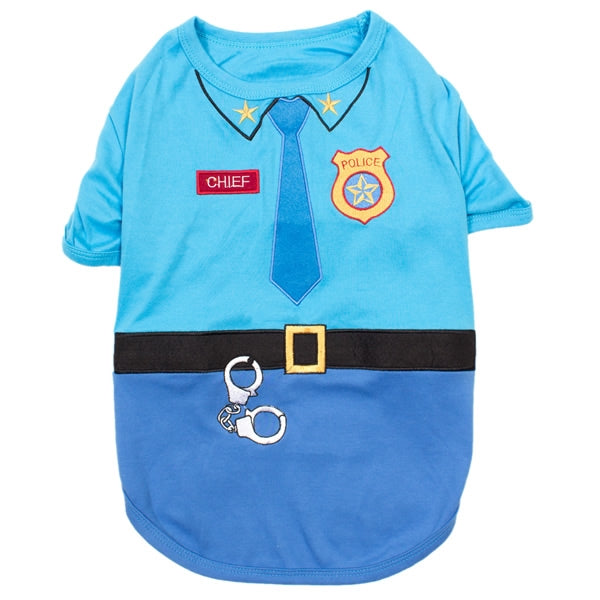 Parisian Pet 'Officer Woof' Halloween Costume for Dogs & Cats – Police Dog Costume, Pet Officer Outfit for Halloween, Light Blue