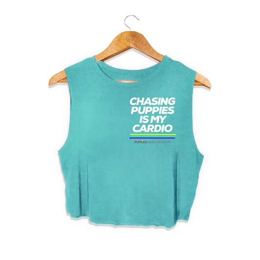 Chasing Puppies is My Cardio Crop Tank | Gift for Dog Moms
