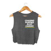 Chasing Puppies is My Cardio Crop Tank | Gift for Dog Moms