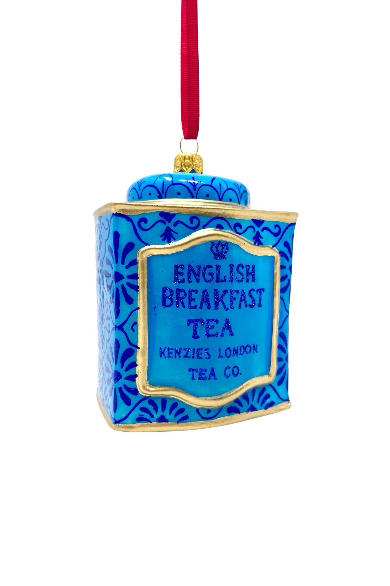 Chester Tea Tin Glass Ornament - Southlake Paws