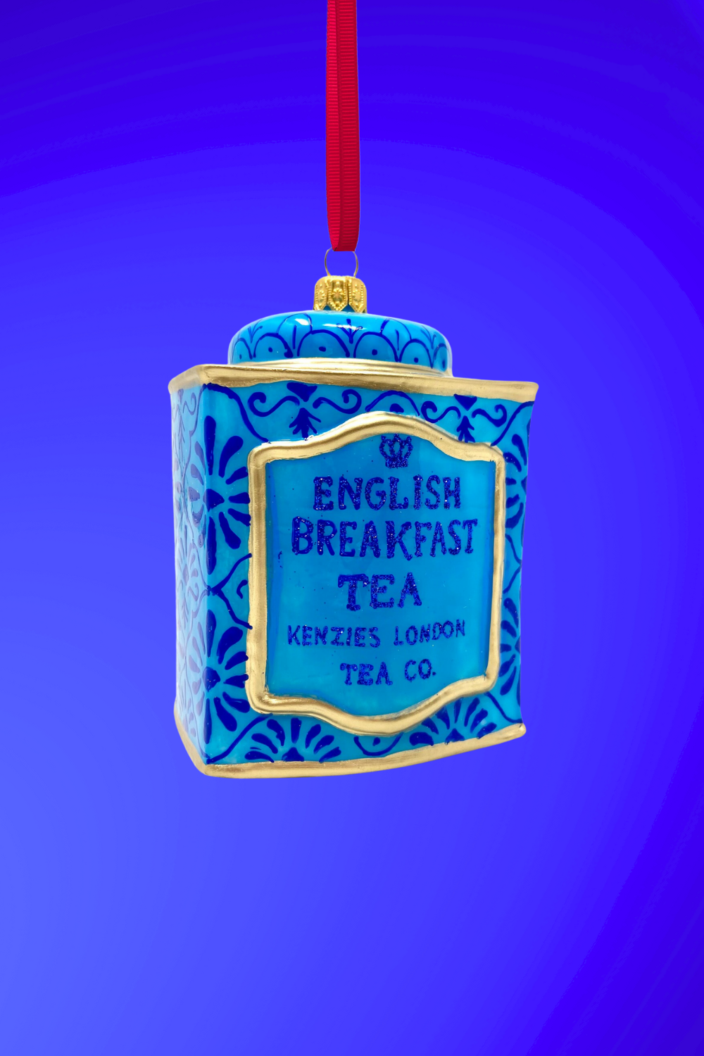 Chester Tea Tin Glass Ornament - Southlake Paws