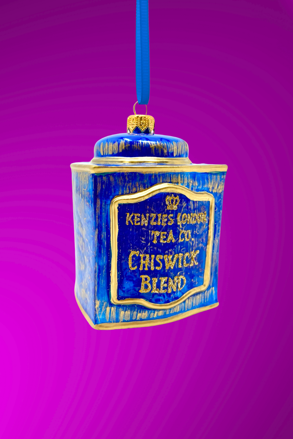 Chiswick Tea Tin Glass Ornament - Southlake Paws