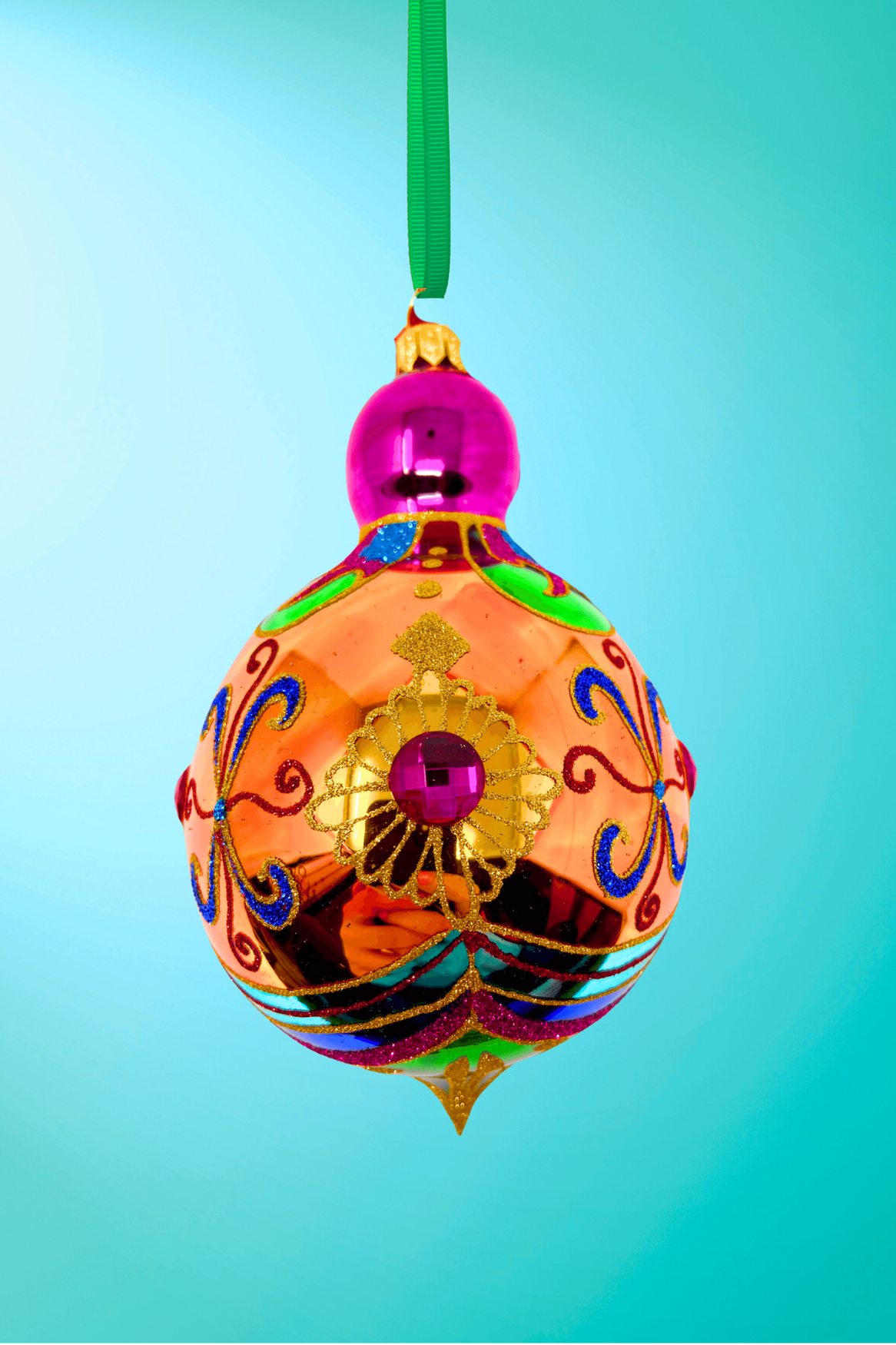 Citrine Sparkling Gem Glass Christmas Bauble - Southlake Paws
