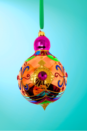 Citrine Sparkling Gem Glass Christmas Bauble