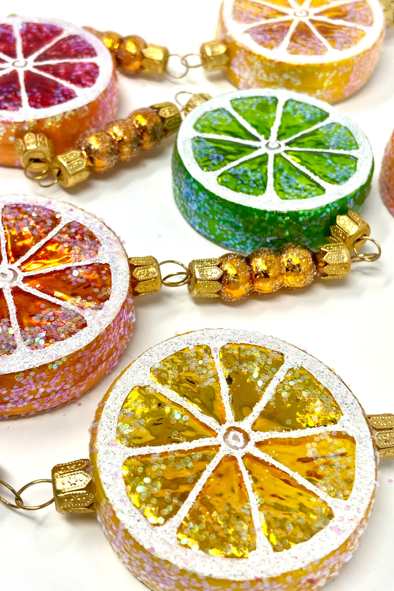Citrus Fruit Slices Glass Tree Garland - Southlake Paws