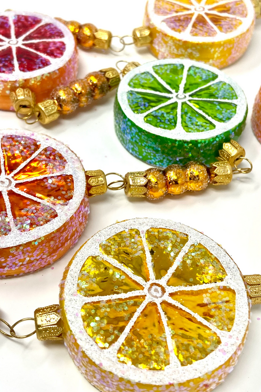 Citrus Fruit Slices Glass Tree Garland - Southlake Paws