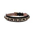 Load image into Gallery viewer, Leather Dog Collar in Black - Chain, Made in Italy
