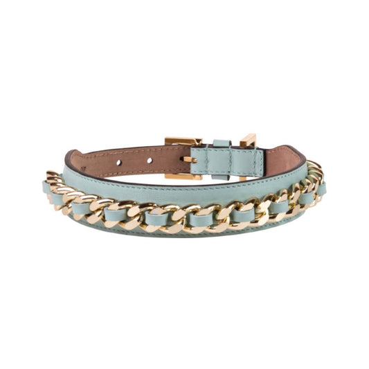 Leather Dog Collar in Cloud - Chain, Made in Italy
