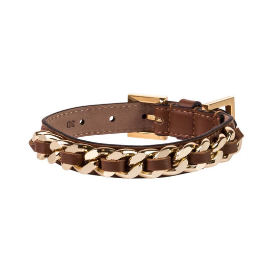 Leather Dog Collar in Brown - Chain, Made in Italy