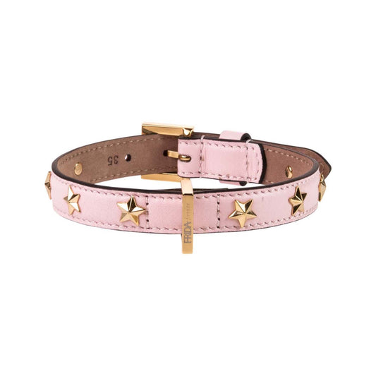 Leather Dog Collar in Pink - Stud Star, Made in Italy