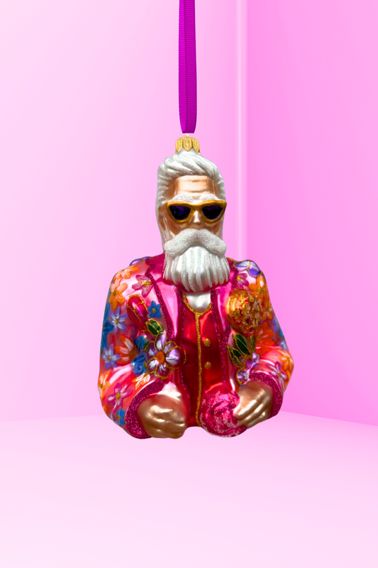 Cool-El Santa Polish Glass Ornament (Pink) - Southlake Paws