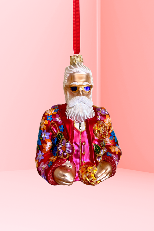 Cool-El Santa Polish Glass Ornament (Red) - Southlake Paws