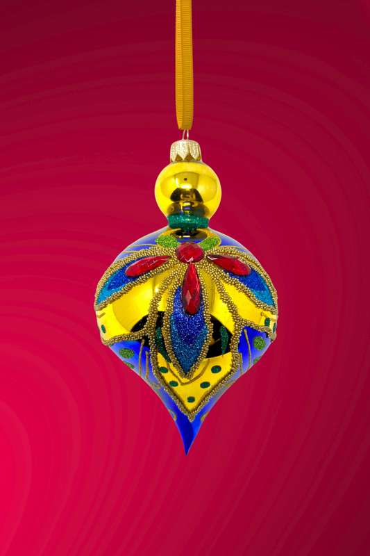 Crystal Azure Glass Christmas Bauble - Southlake Paws