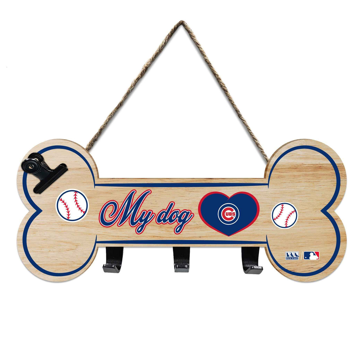 Chicago Cubs Bone Shape Sign With Hooks