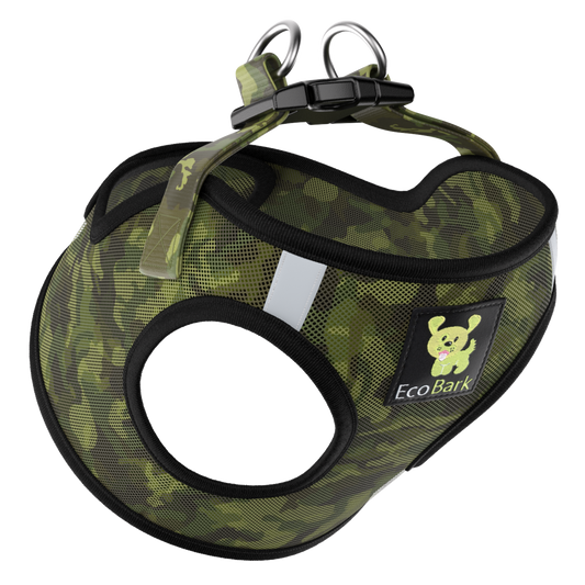 EcoBark Step In Dog Harness - XXXS to Small Breeds- Reflective Soft Mesh Harness for Teacup, Small Dogs and Puppies / Camouflage
