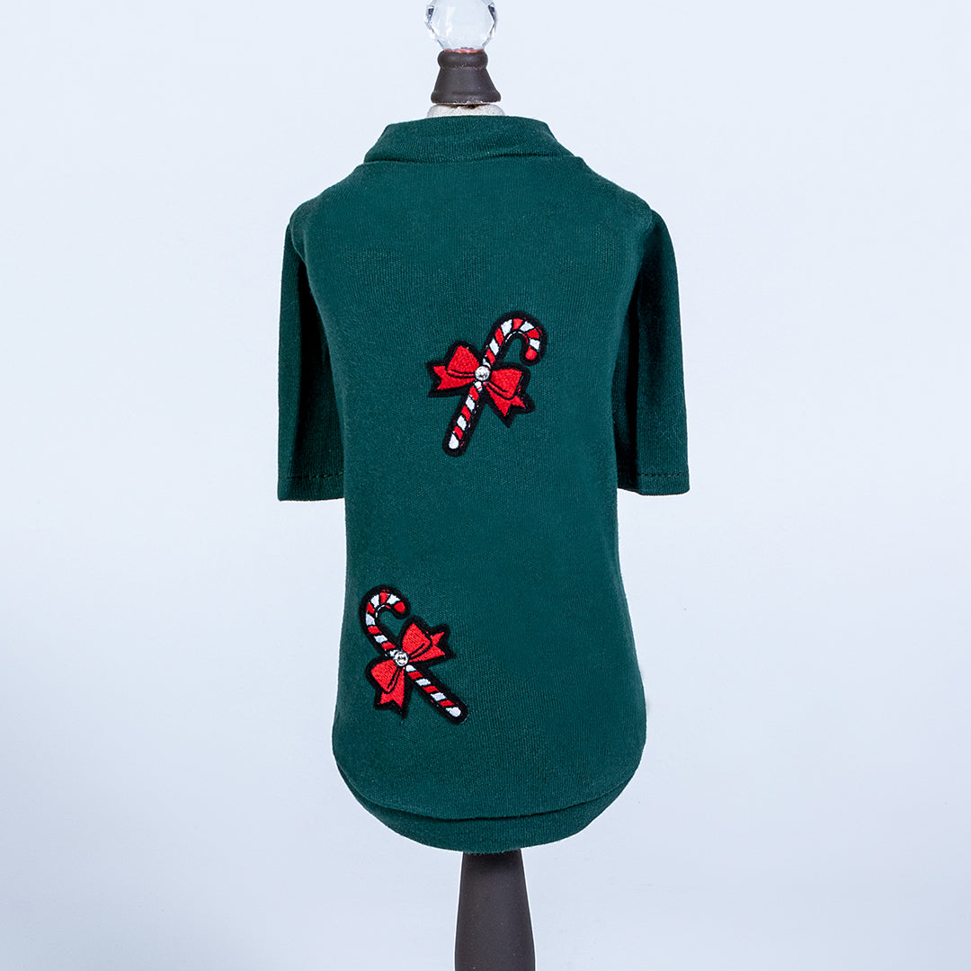 Candy Cane Dog Tee Cotton Crystal Tees - Designer Dog Clothes from Southlake Paws