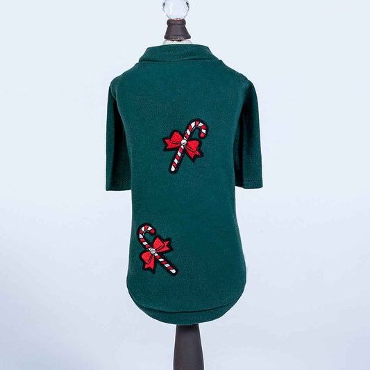 Hello Doggie Candy Cane Dog Tee Cotton Crystal Tees