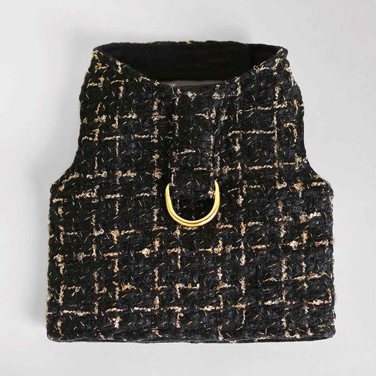 Hello Doggie Chantel Tweed Dog Faux Fur Handmade Handmade in the USA Harness