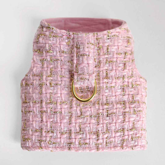 Hello Doggie Chantel Tweed Dog Faux Fur Handmade Handmade in the USA Harness