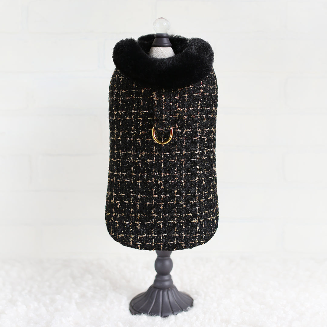 Chantel Tweed Dog Coat Faux Fur Handmade Handmade in the USA Coats - Designer Dog Harness from Southlake Paws