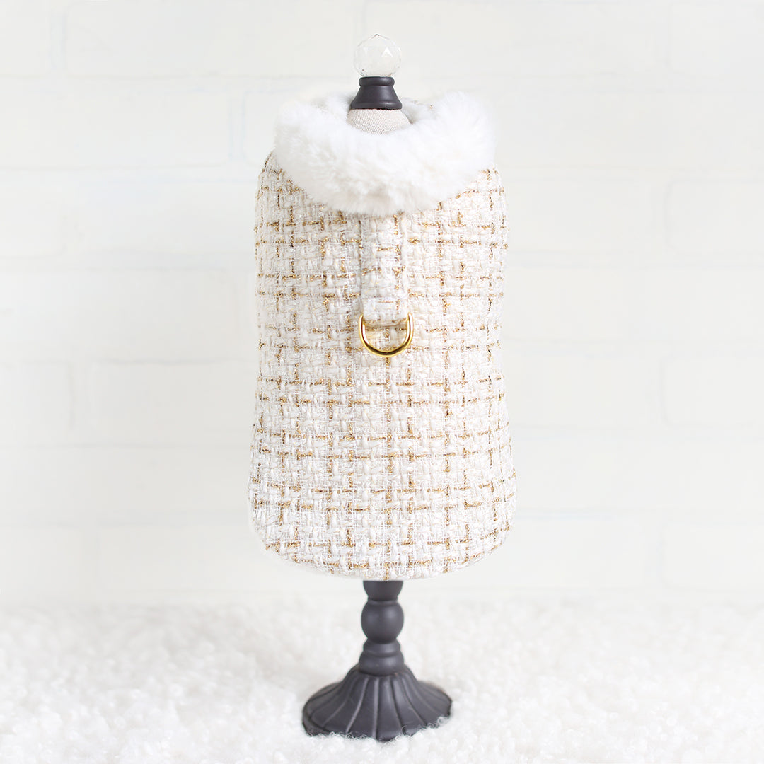 Chantel Tweed Dog Coat Faux Fur Handmade Handmade in the USA Coats - Designer Dog Harness from Southlake Paws