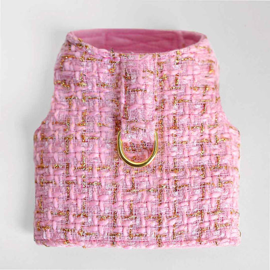 Hello Doggie Chantel Tweed Dog Faux Fur Handmade Handmade in the USA Harness