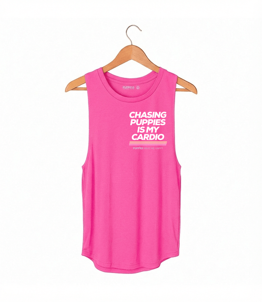 Chasing Puppies Is My Cardio Relaxed Women’s Tank | Gift for Dog Lovers
