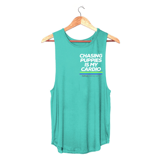 Chasing Puppies Is My Cardio Relaxed Women’s Tank | Gift for Dog Lovers