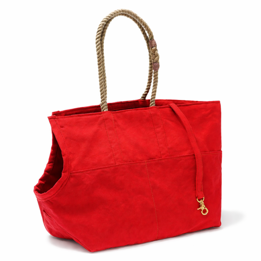 Red Waxed Cotton Canvas Dog Carrier