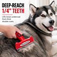 Load image into Gallery viewer, De-Shedding Dog Brush for Long Hair by Southlake Paws, designed for thick double coats, shown in use on a husky.
