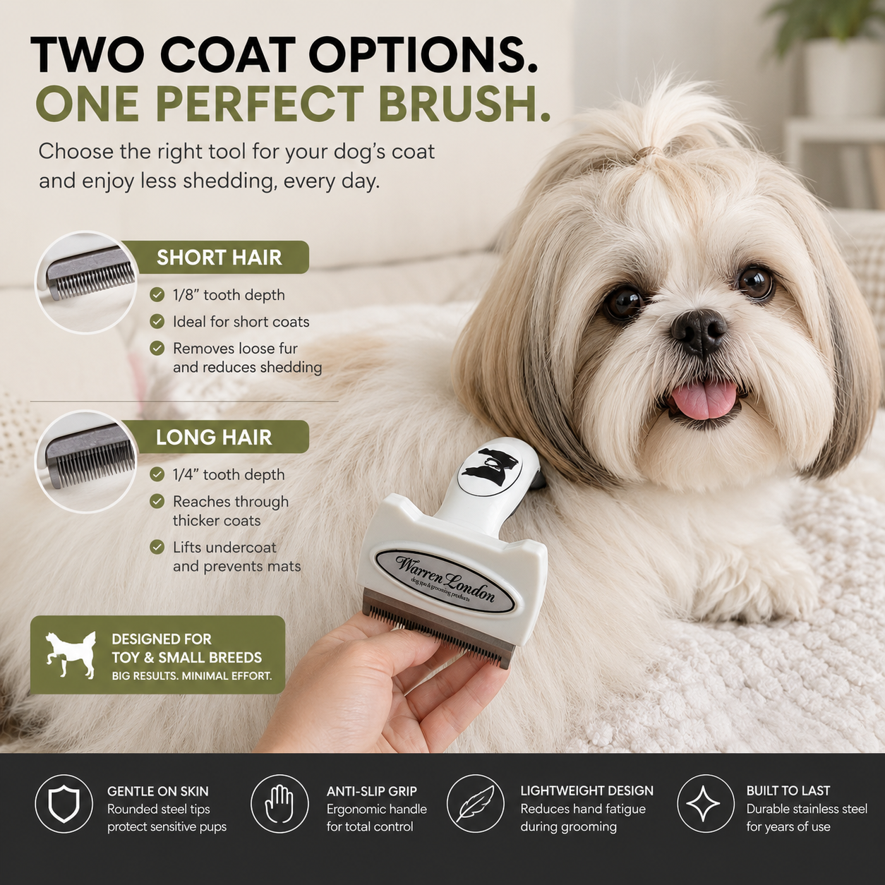 De-Shedding Dog Brush for Short Hair (<1")
