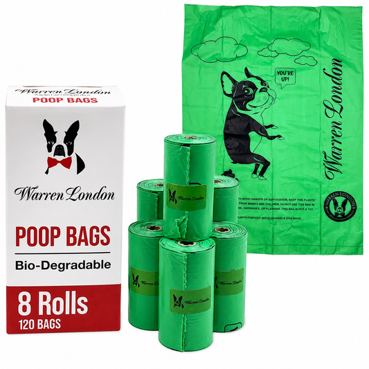 Southlake Paws biodegradable poop bags for dogs, featuring 8 rolls with 120 bags total, in bright green packaging.